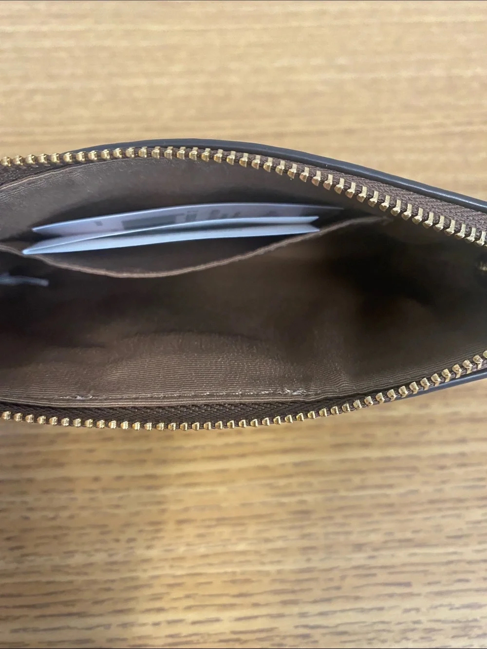Coach Brown Signature Canvas Wristlet with Leather Trim